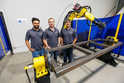 MIKE DEAL / FREE PRESS
                                TetraGen Robotics co-founders (from left) Bhavin Dharia, lead software developer, COO Michael Newman and CEO Matt Khoshdarregi showcase their industrial robot arm.