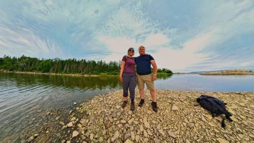 SUPPLIED
                                Brigit (left) and Todd Holmes, on one of their many adventures together. Todd said it was Canadian Blood Services who notified him about a West Nile virus diagnosis last Friday.