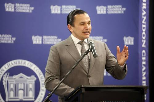 TIM SMITH / THE BRANDON SUN FILES
                                &ldquo;I think Manitobans do see a need to to bargain with the U.S., not kowtowing, but to bargain,&rdquo; Premier Wab Kinew said today.