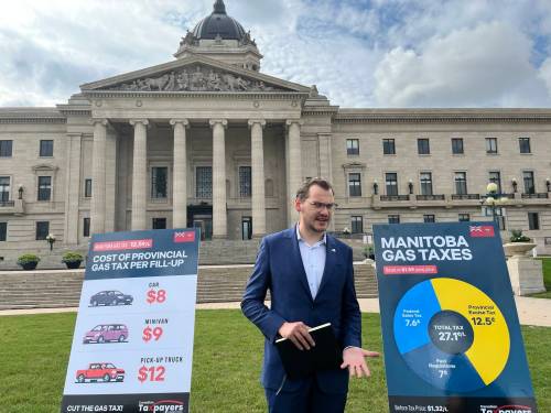 The Canadian Taxpayers Federation&rsquo;s Gage Haubrich is calling forthe federal gas tax holiday to continue past Labour Day. (Carol Sanders / Free Press)