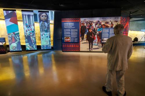 The newly-installed exhibition, Palestine Uprooted: Nakba Past and Present, at the CMHR (Mike Deal / Free Press files)