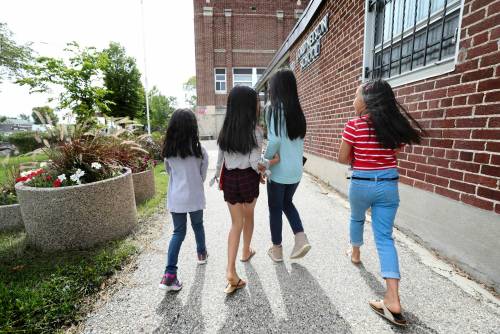 FREE PRESS FILES 
                                Cousins and sisters make their way into Lord Nelson School. Most Manitoba students will return to class this week.
                                RUTH BONNEVILLE / WINNIPEG FREE PRESS ENT - back to school Place: Lord Nelson School A group of cousins/sisters ages 7yrs - 11yrs make their way into Lord Nelson School. The students attended the school a week before classes to register with their parents. Names of kids: From left - Chloe Lachica, Tiffany Pigao, Rhianna Lachica and Trixie Pigao (stripes). NOTE; These photos were not assigned. They&rsquo;re extra shots I found while at the school photographing the grade one teacher for Eva&rsquo;s story. But, they can be used with the back-to-school feature by Eva Wasney. Eva Wasney story. Aug 26th 2019