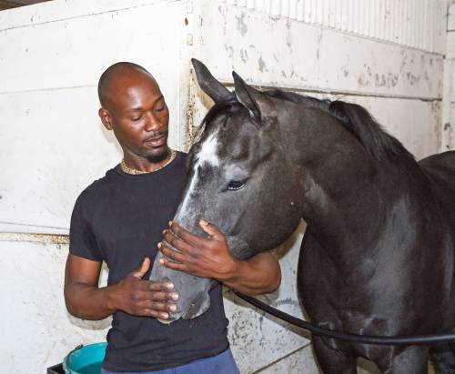GEORGE WILLIAMS
                                Devon Gitten&rsquo;s assistant trainer Rheco Gittens with Manitoba-bred Mighty Mikee, who handily won the $40,000 J. W. Sifton Stakes at Assiniboia Downs.