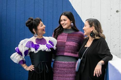 MIKAELA MACKENZIE / FREE PRESS 	 North of North actors Zorga Qaunaq (left) and Anna Lambe (centre) and show co-creator Alethea Arnaquq-Baril (right) on Monday, Sept. 14, 2026. For AV story. Free Press 2026