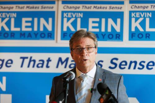 MIKE DEAL / FREE PRESS
                                Mayoral candidate Kevin Klein