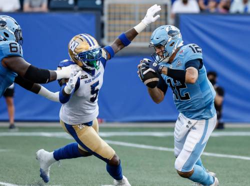 John Woods / THE CANADIAN PRESS FILES
                                Winnipeg Blue Bombers defensive end Willie Jefferson (left) called the loss to the Toronto Argonauts &lsquo;a sucky situation&rsquo; but is confident the team can lock in mentally and ride into the post-season on a hot streak.