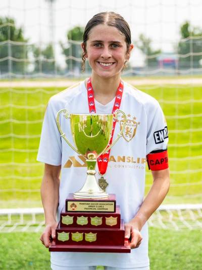 PETE CATIGAY PHOTO
                                West St. Paul&rsquo;s Quinn Lavoie helped lead AK Soccer Academy to a 19-1-1 record in the Winnipeg Youth Soccer Association and win the Manitoba Soccer Association Cup this year, punching the club&rsquo;s ticket to the national tournament. AK went 4-1 in provincials &mdash; their only loss coming without Lavoie in the lineup &mdash; and won the championship final 7-2 after receiving four goals from Lavoie.