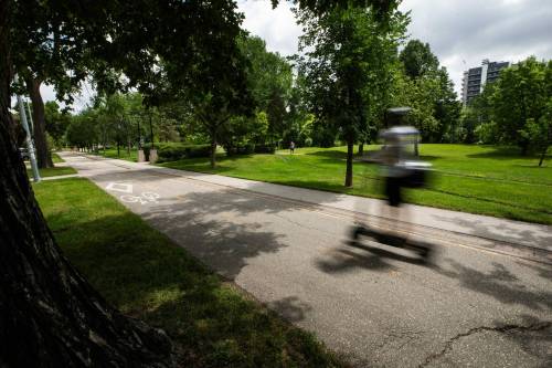 Free Press files
                                An e-scooter user in Assiniboine Park.