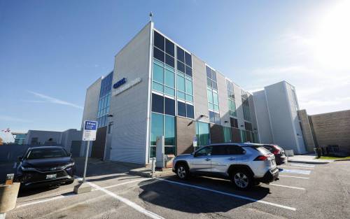RUTH BONNEVILLE / FREE PRESS
                                The Innovation Drive plasma donation centre where person died in January after making a donation.