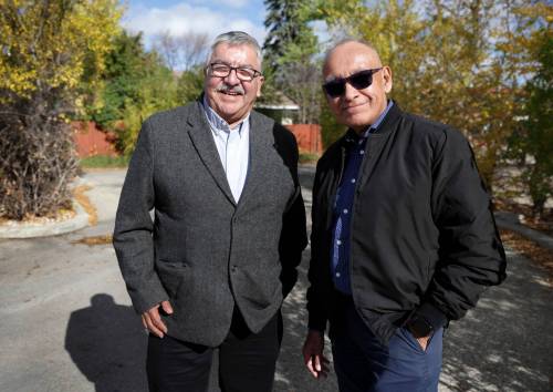 Ruth Bonneville / Free Press
                                Chemawawin Cree Nation Chief Clarence Easter (left) and Ron Evans, former grand chief of the Assembly of Manitoba Chiefs, are part of the Assini Group leadership team.