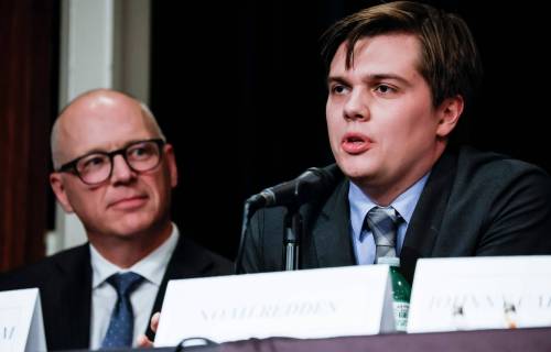 Mayoral candidates Scott Gillingham (lef) and Noah Redden (John Woods / Free Press files)