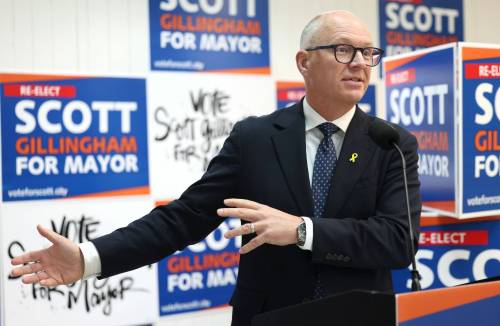 JOHN WOODS / FREE PRESS
                                Aside from raising property taxes in 2027, mayoral candidate Scott Gillingham said he would not set a maximum cap on further property tax hikes in subsequent years.